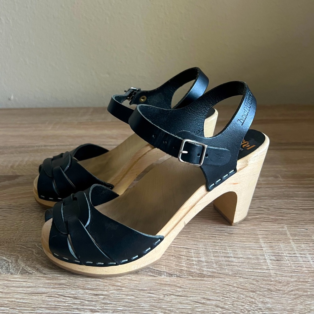 Swedish Hasbeens Leather Sandal Heel